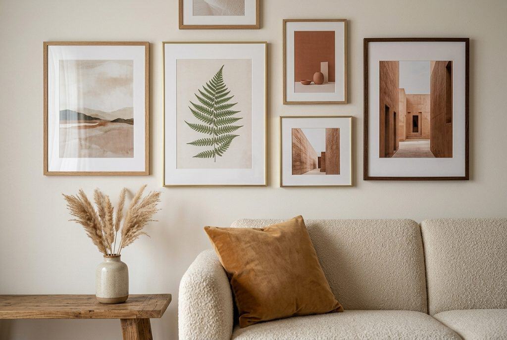 cozy living room warm neutral color palette