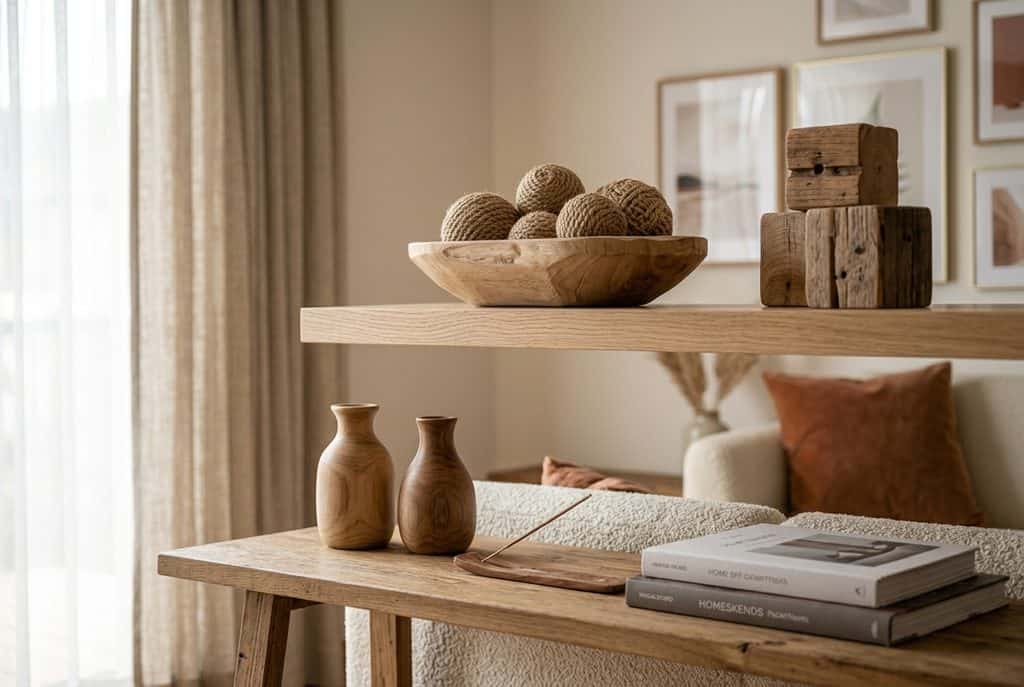 cozy living room warm neutral color palette